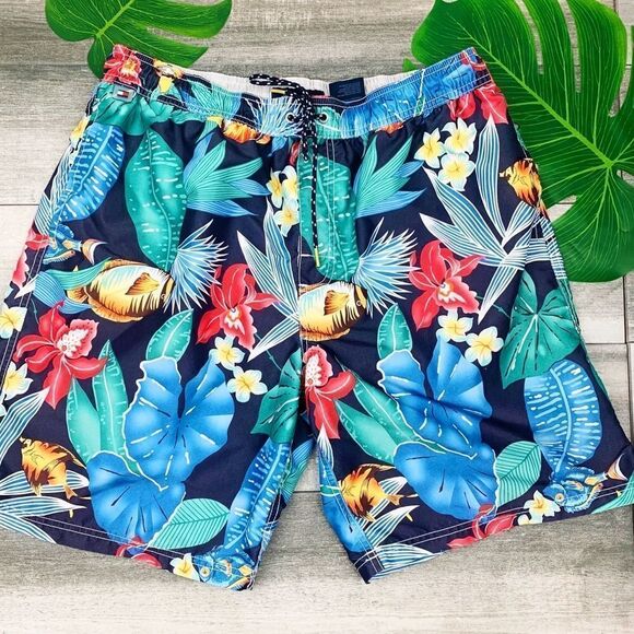 Tommy Hilfiger tropical print swim trunks - Picture 1 of 8